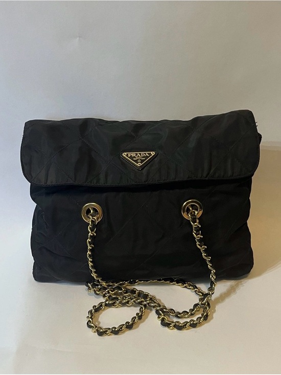 Prada Handbags - Prada Black Quilted Long Chain Shoulder Bag